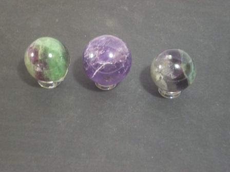 Fluorite spheres, approximately 1+<sup>1</sup>/<sub>8</sub> inches (28 mm) diameter